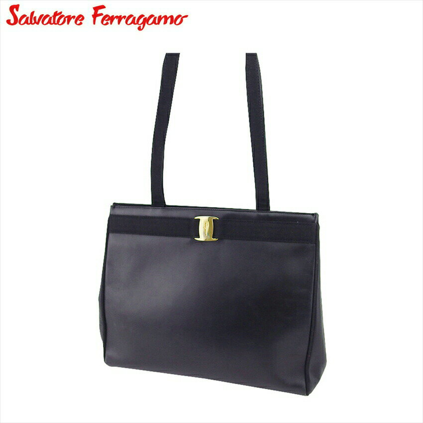 【Fashion Special Fair 30％OFFクーポン】サルヴァトーレフェラガモ Salvatore Ferragamo トートバッグ ヴァラ ブラック ゴールド メンズ 中古 ブランド ハイブランド ヴィンテージ(4)