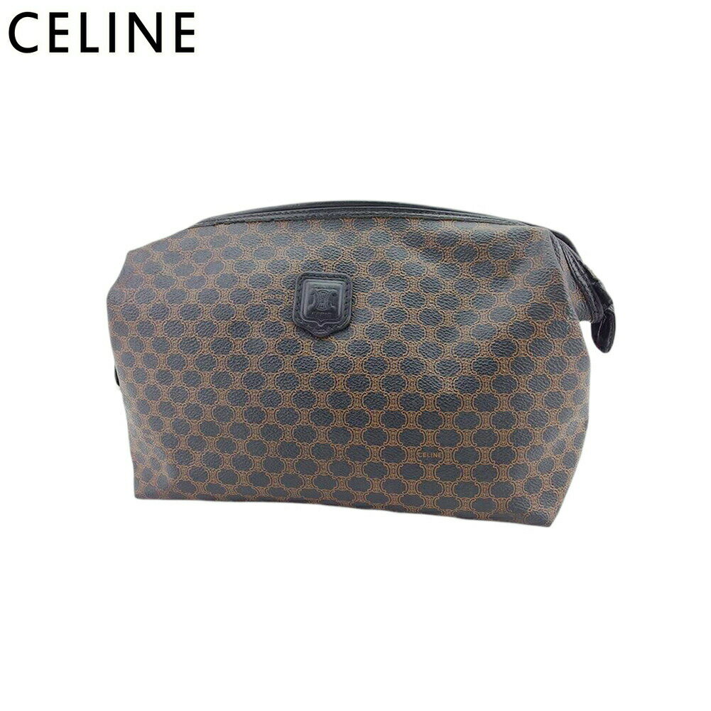 【ブラックフライデー21％OFFクーポン】セリーヌ CELINE クラッチバッグ マカダム マカダム ダークブラウン×ブラウン レディース 中古 ブランド ハイブランド ヴィンテージ