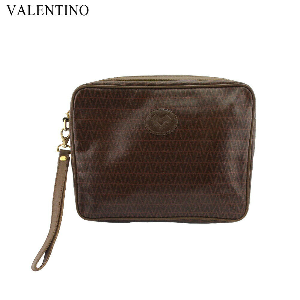 【ブラックフライデー21％OFFクーポン】マリオ・ヴァレンティノ MARIO VALENTINO クラッチバッグ MVマーク ブラウン ゴールド メンズ 中古 ブランド ハイブランド ヴィンテージ