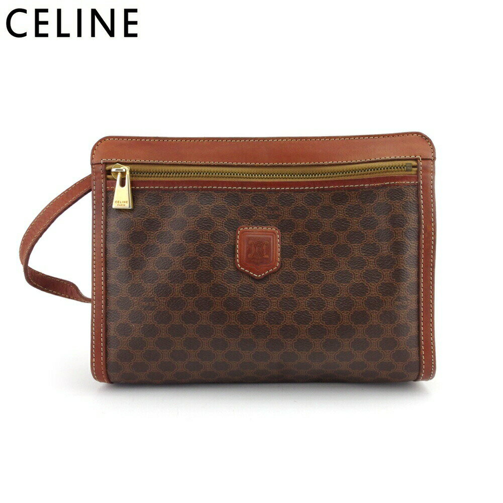 【ブラックフライデー21％OFFクーポン】セリーヌ CELINE クラッチバッグ マカダム マカダム ブラウン レディース 中古 ブランド ハイブランド ヴィンテージ