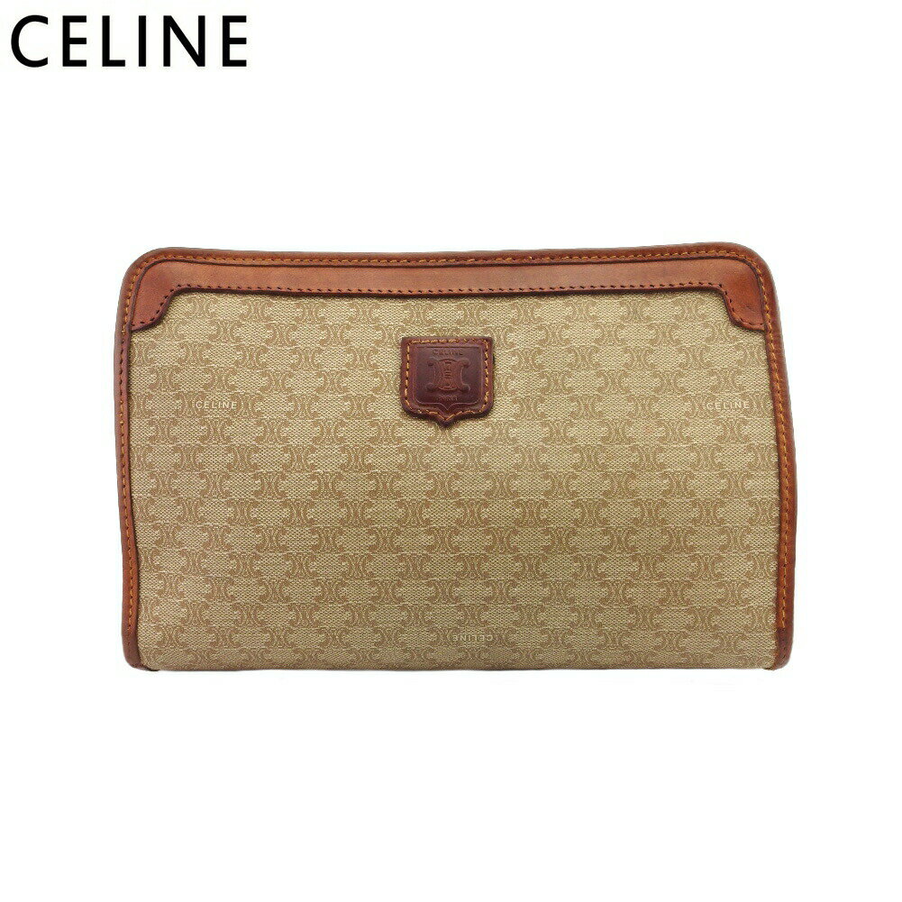 【ブラックフライデー21％OFFクーポン】セリーヌ CELINE クラッチバッグ マカダム ベージュ×ブラウン レディース 中古 ブランド ハイブランド ヴィンテージ
