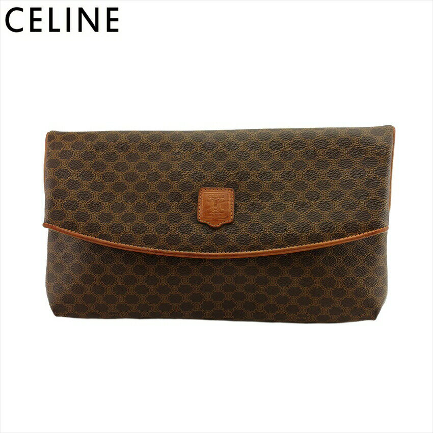 【ブラックフライデー21％OFFクーポン】セリーヌ CELINE クラッチバッグ マカダム ブラウン ベージュ ..