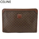 セリーヌ CELINE クラッチバッグ マカダム ダークブラウン ベージュ ゴールド メンズ 中古