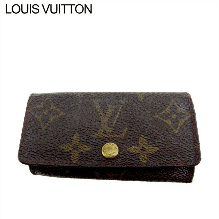 ルイ・ヴィトン LOUIS VUITTON キーケース モノグラム ミュルティクレ4 ブラウン ベージュ ゴールド レディース 中古