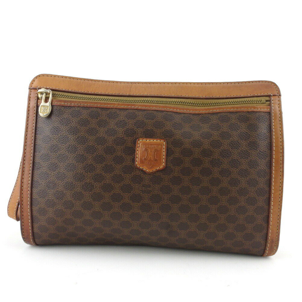 【ブラックフライデー21％OFFクーポン】セリーヌ CELINE クラッチバッグ マカダム ブラウン ベージュ メンズ 中古 ブランド ハイブランド ヴィンテージ