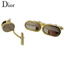ディオール Dior カフス 2アイテムセット ロゴ入り スウィヴル式 タイタック ゴールド シルバー メンズ 中古