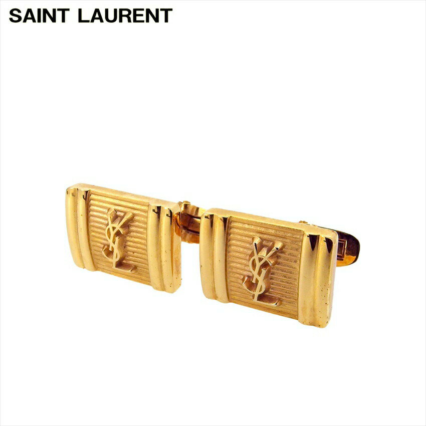 【ブラックフライデー30%OFFクーポン】サンローラン SAINT LAURENT カフス YSLロゴ スウィヴル式 ゴールド レディース 中古 ブランド ハイ...