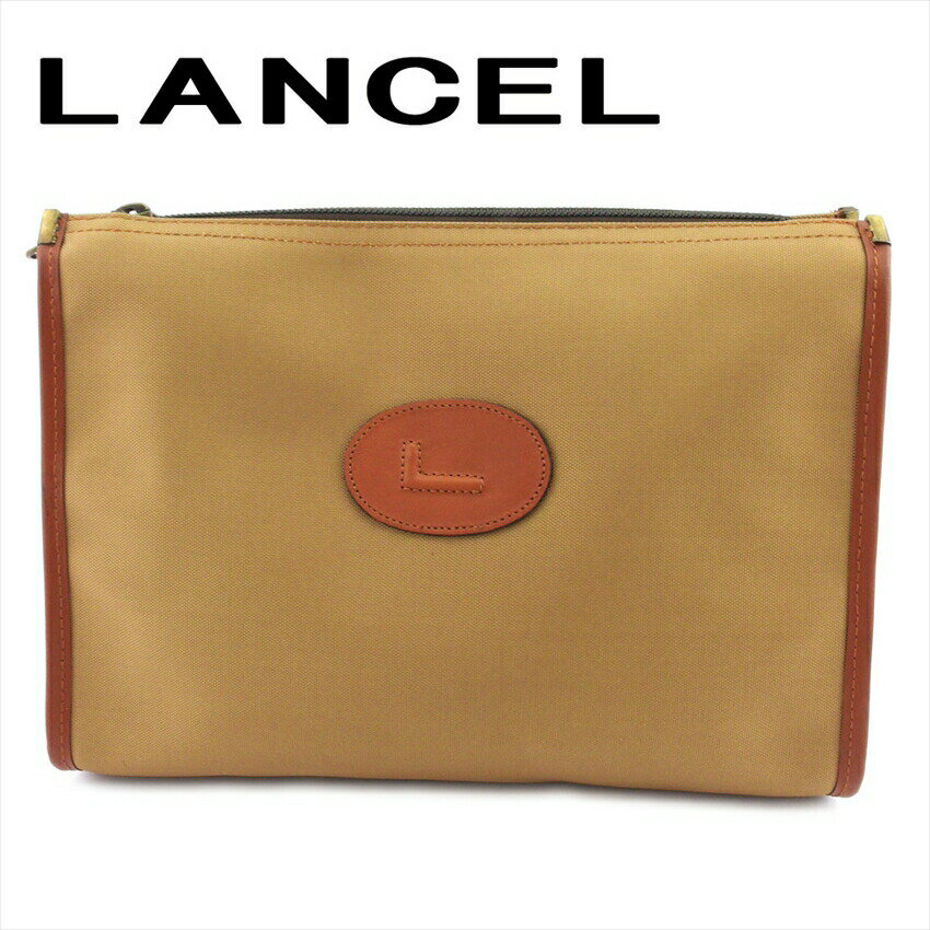 【ブラックフライデー21％OFFクーポン】ランセル LANCEL クラッチバッグ Lマーク ベージュ ブラウン ゴールド メンズ 中古 ブランド ハイブランド ヴィンテージ