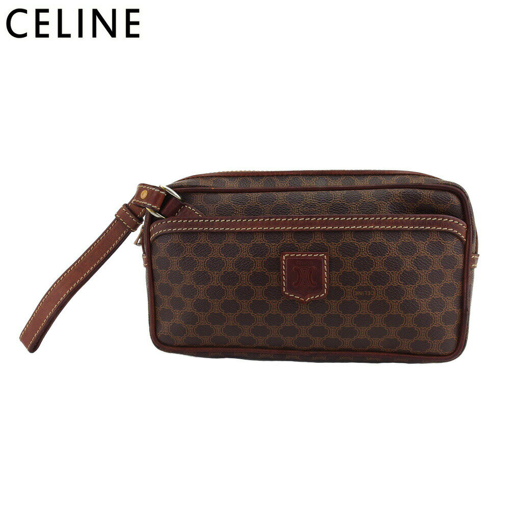【ブラックフライデー21％OFFクーポン】セリーヌ CELINE クラッチバッグ マカダム ブラウン ベージュ メンズ 中古 ブランド ハイブランド ヴィンテージ