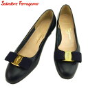 サルヴァトーレフェラガモ Salvatore Ferragamo パンプス ヴァラリボン ♯5C ラウンドトゥ ネイビー ゴールド ブラック メンズ 中古