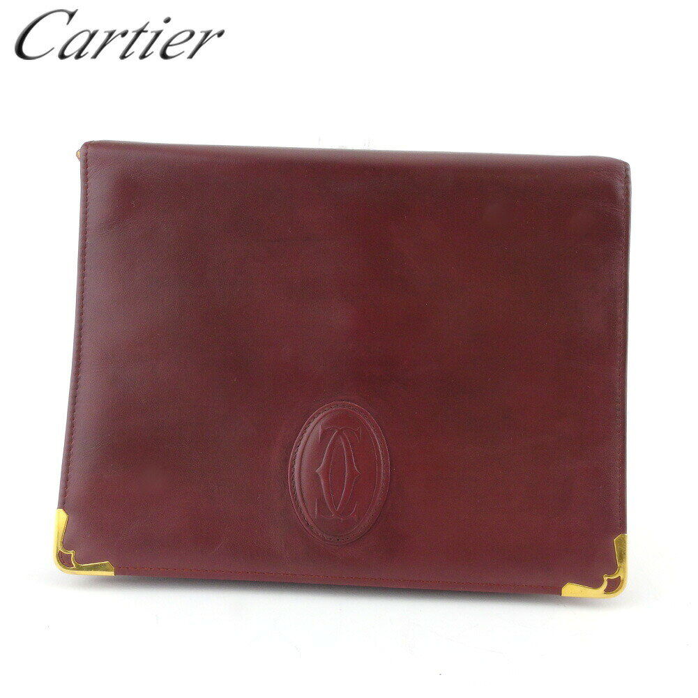 【Fashion Special Fair 30％OFFクーポン】カルティエ CARTIER クラッチバッグ マストライン ボルドー ゴールド レディース 中古 ブランド ハイブランド ヴィンテージ
