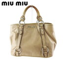 ミュウミュウ MIUMIU ショルダーバッグ ロゴ ベージュ シルバー メンズ 中古