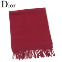 ディオール Dior マフラー ロゴ刺繍 ボルドー メンズ 中古