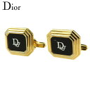 ディオール Dior カフス ロゴ スウィヴル式 ゴールド ブラック シルバー レディース 中古