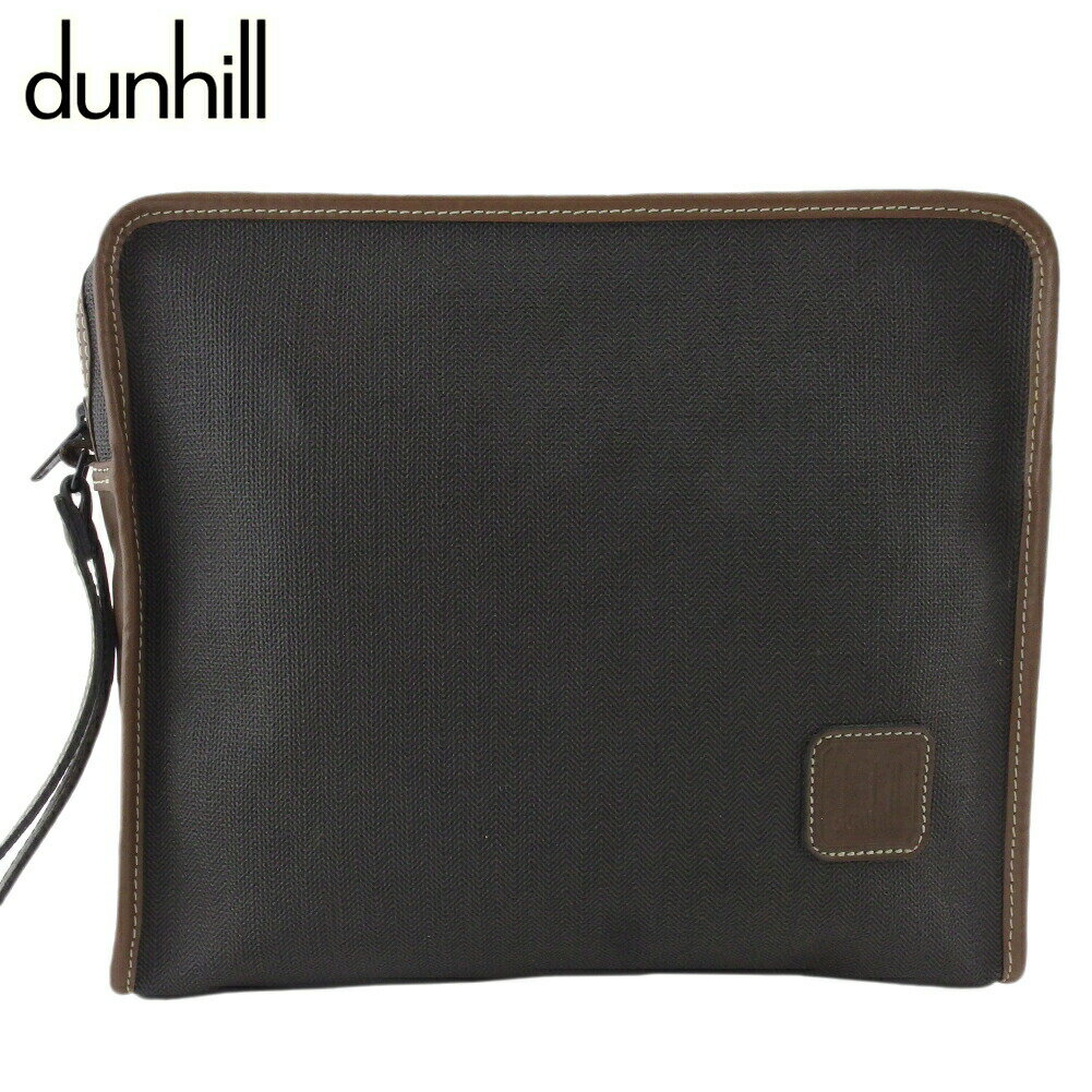 【お買い物マラソン27％OFFクーポン】ダンヒル Dunhill クラッチバッグ ヘリンボーン グレー 灰色 ブラウン レディース 中古 ブランド ハイブランド ヴィンテージ