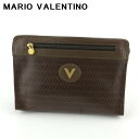 マリオ・ヴァレンティノ MARIO VALENTINO クラッチバッグ Vマーク ブラウン ゴールド メンズ 中古