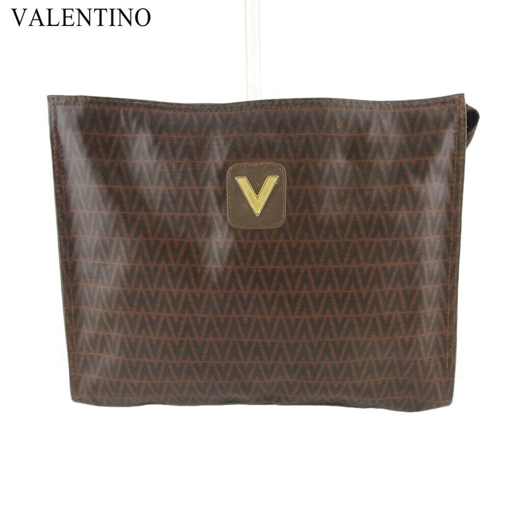 【楽天スーパーSALE★最大50％OFF】マリオ・ヴァレンティノ MARIO VALENTINO クラッチバッグ Vマーク ブラウン ゴールド レディース 中古 ブランド ハイブランド ヴィンテージ
