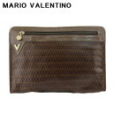 マリオ・ヴァレンティノ MARIO VALENTINO クラッチバッグ Vマーク ブラウン ベージュ ゴールド シルバー メンズ 中古