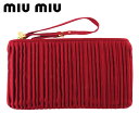 ミュウミュウ MIUMIU ポーチ プリーツ レッド ゴールド メンズ 中古