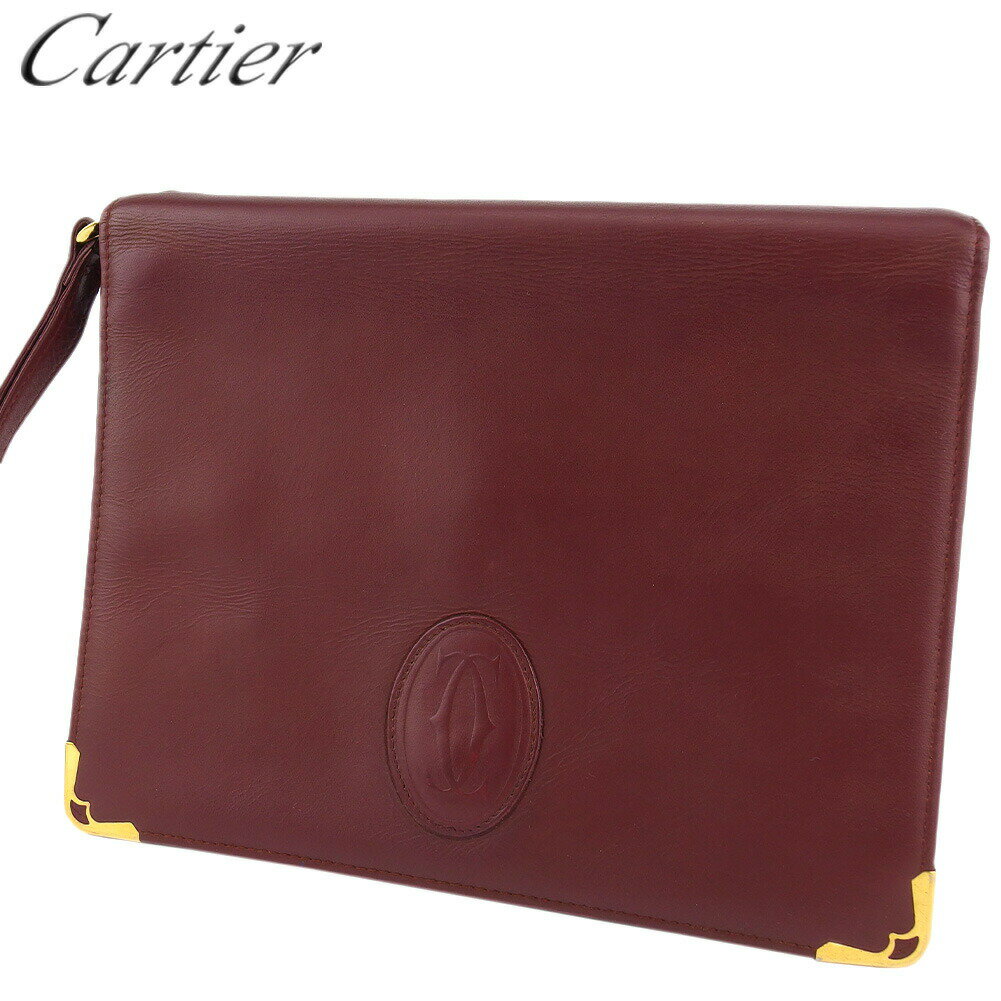 【Fashion Special Fair 30％OFFクーポン】カルティエ CARTIER クラッチバッグ マストライン ボルドー ゴールド メンズ 中古 ブランド ハイブランド ヴィンテージ