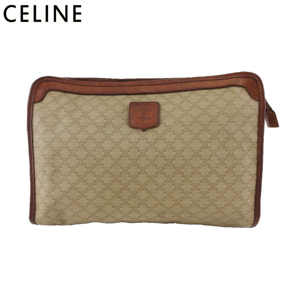 【ブラックフライデー21％OFFクーポン】セリーヌ CELINE クラッチバッグ マカダム ベージュ ブラウン メンズ 中古 ブランド ハイブランド ヴィンテージ