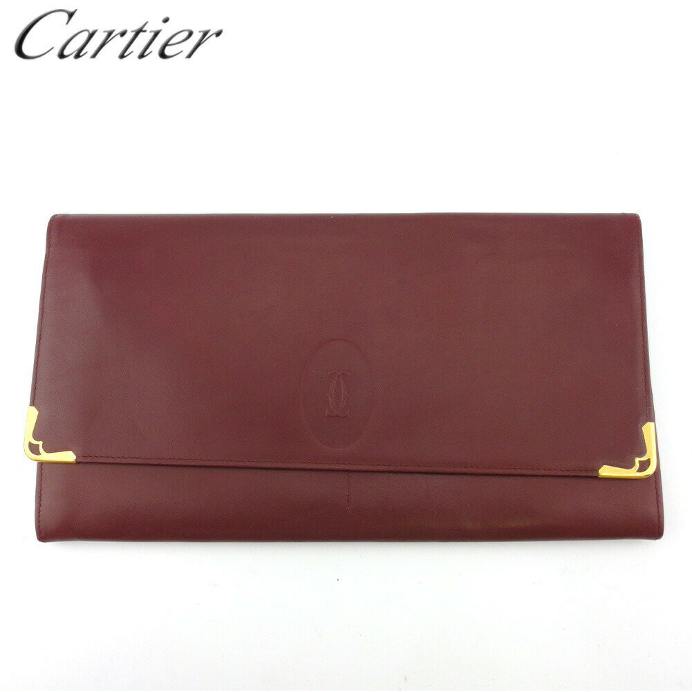 【Fashion Special Fair 30％OFFクーポン】カルティエ CARTIER クラッチバッグ マストライン ボルドー ゴールド メンズ 中古 ブランド ハイブランド ヴィンテージ
