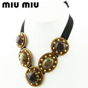 ミュウミュウ MIUMIU ネックレス マーブルストーン ブラウン ゴールド ブラック系 メンズ 中古