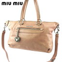 ミュウミュウ MIUMIU ショルダーバッグ ハートチャーム ピンク ベージュ シルバー メンズ 中古