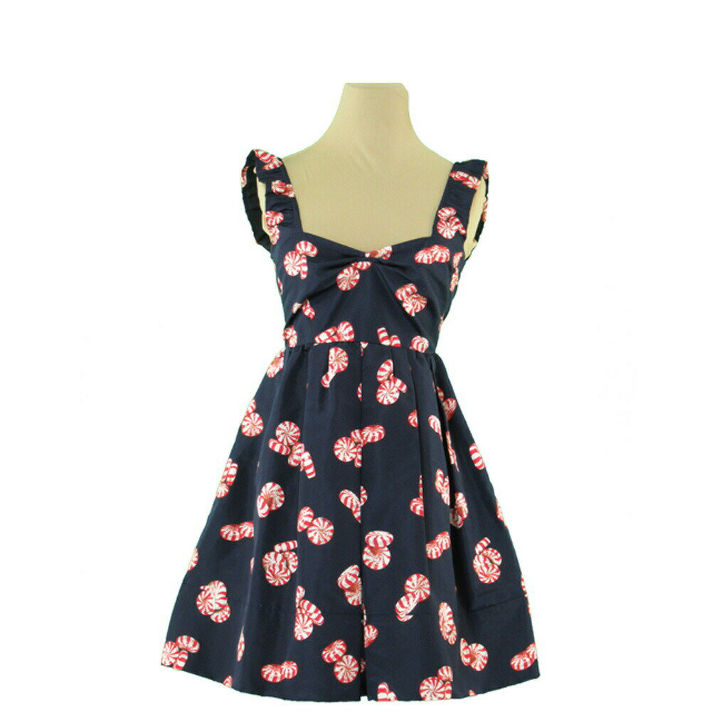 【ブラックフライデー30%OFFクーポン】ミュウミュウ MIUMIU ワンピース キャンディ柄 ♯38サイズ フレアー ミニ ネイビー レッド ホワイト 白 レ...