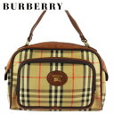 【お買い物マラソン28%OFFクーポン】バーバリー BURBERRY ハンドバッグ チェック ホースマーク ベージュ ブラウン ゴールド系 レディース 中古 ブランド ハイブランド ヴィンテージ