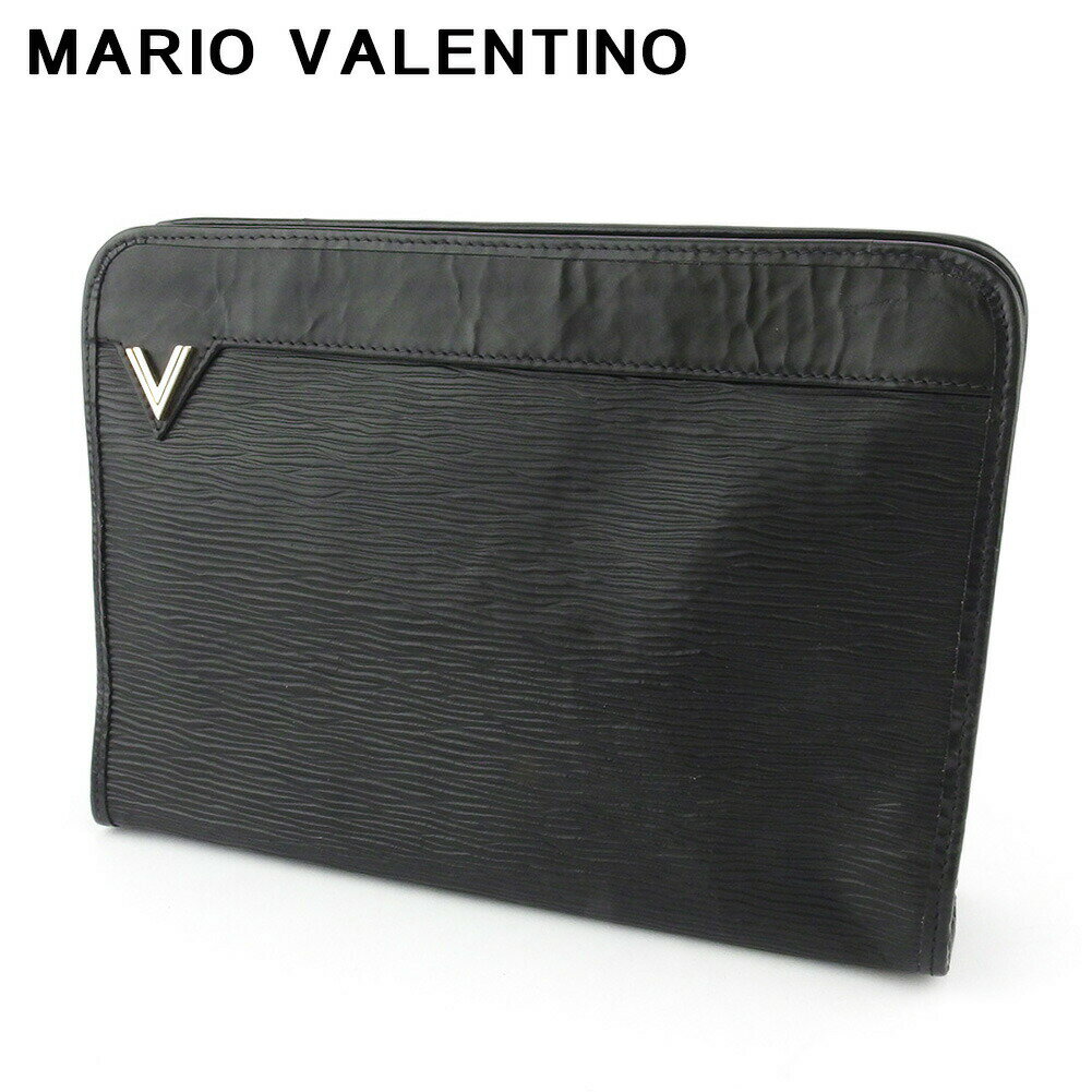【楽天スーパーSALE★最大50％OFF】マリオ・ヴァレンティノ MARIO VALENTINO クラッチバッグ Vマーク ブラック シルバー ゴールド メンズ 中古 ブランド ハイブランド ヴィンテージ