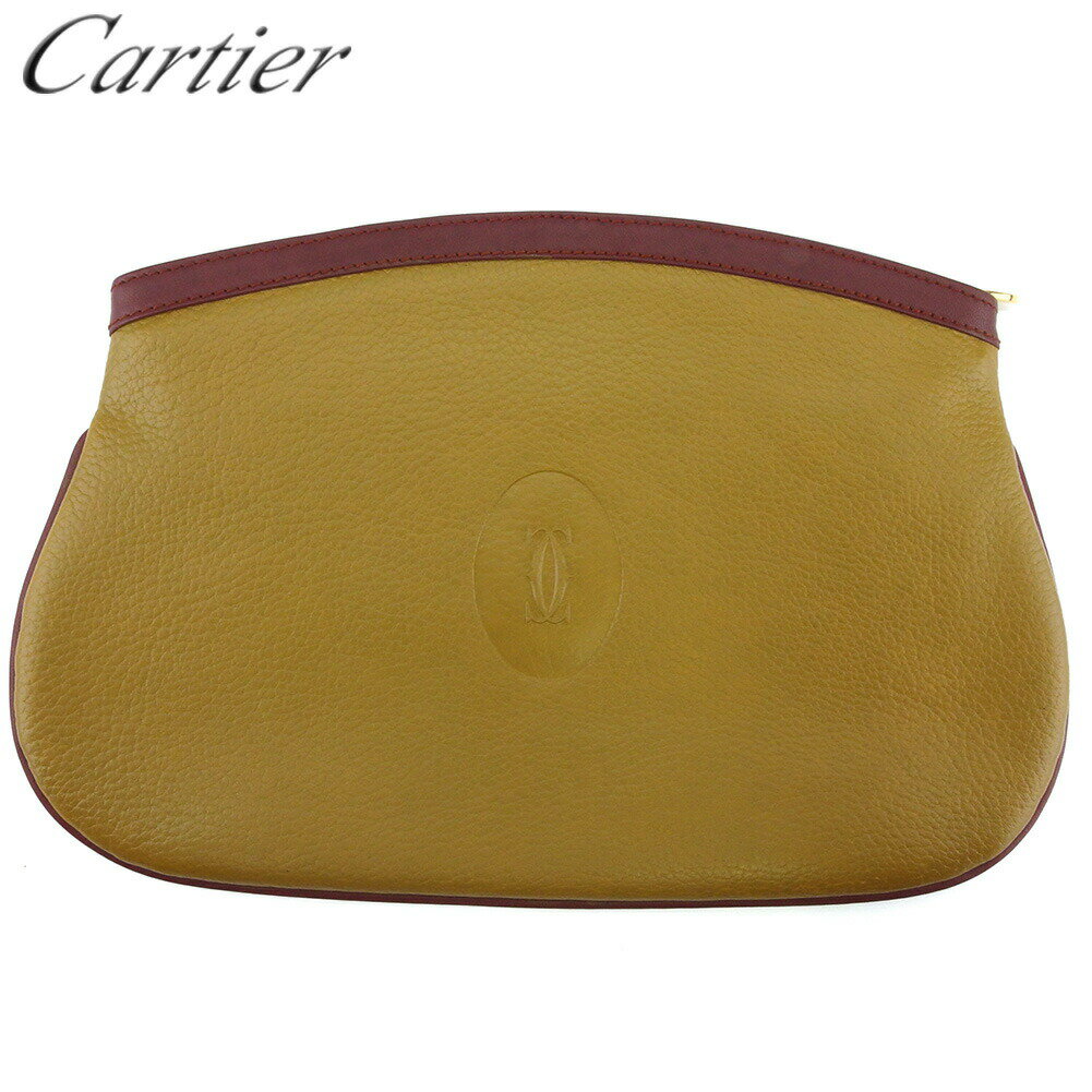 【ブラックフライデー21％OFFクーポン】カルティエ CARTIER クラッチバッグ マストライン ベージュ ボルドー ゴールド メンズ 中古 ブランド ハイブランド ヴィンテージ