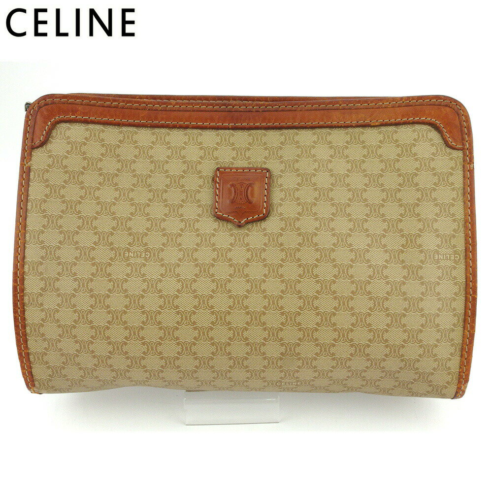 【ブラックフライデー21％OFFクーポン】セリーヌ CELINE クラッチバッグ マカダム ベージュ ブラウン メンズ 中古 ブランド ハイブランド ヴィンテージ