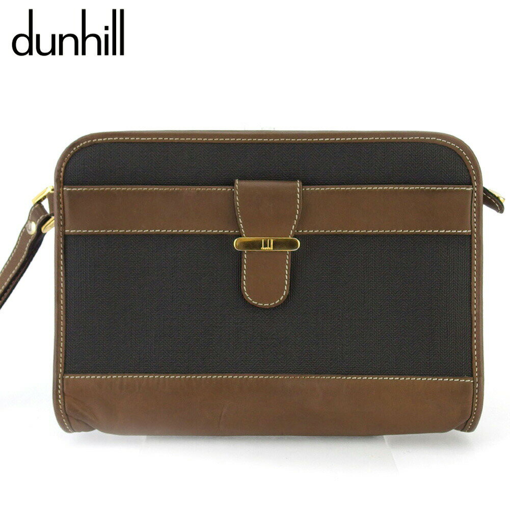 【楽天スーパーSALE★最大50％OFF】ダンヒル Dunhill クラッチバッグ グレー 灰色 ブラウン メンズ 中古 ブランド ハイブランド ヴィンテージ