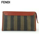 フェンディ FENDI クラッチバッグ ペカン ブラウン ベージュ ブラック メンズ 中古