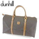 ダンヒル Dunhill ボストンバッグ ヘリンボーン ブラック ブラウン ゴールド メンズ 中古
