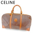 セリーヌ CELINE ボストンバッグ マカダム ブラウン ベージュ ゴールド メンズ 中古