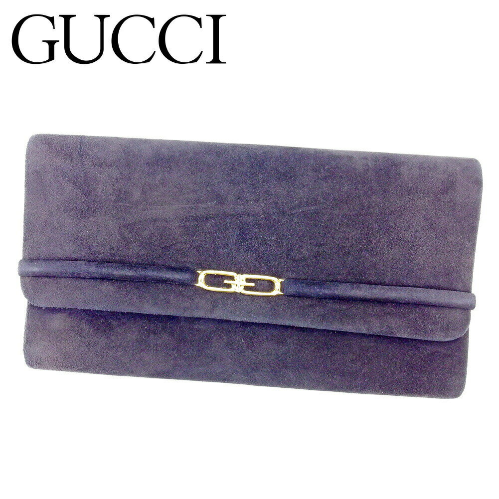 【ブラックフライデー21％OFFクーポン】グッチ GUCCI クラッチバッグ ダブルG オールドグッチ ネイビー ゴールド メンズ 中古 ブランド ハイブランド ヴィンテージ