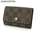 ルイ・ヴィトン LOUIS VUITTON キーケース ダミエ ミュルティクレ6 ブラウン ベージュ ゴールド レディース 中古