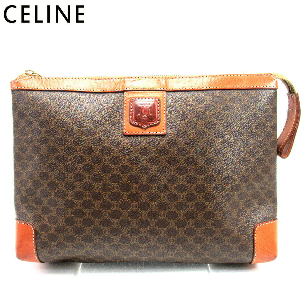 【ブラックフライデー21％OFFクーポン】セリーヌ CELINE クラッチバッグ マカダム ブラウン レディース 中古 ブランド ハイブランド ヴィンテージ