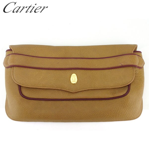 【ブラックフライデー21％OFFクーポン】カルティエ CARTIER クラッチバッグ マストライン ベージュ ボ..