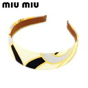 ミュウミュウ MIUMIU カチューシャ 柄 プリント ベージュ オレンジ ブラウン系 メンズ 中古