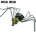 ミュウミュウ MIUMIU ブローチ スパイダー クモ ストーン付き ブラック ベージュ ピンク系 メンズ 中古