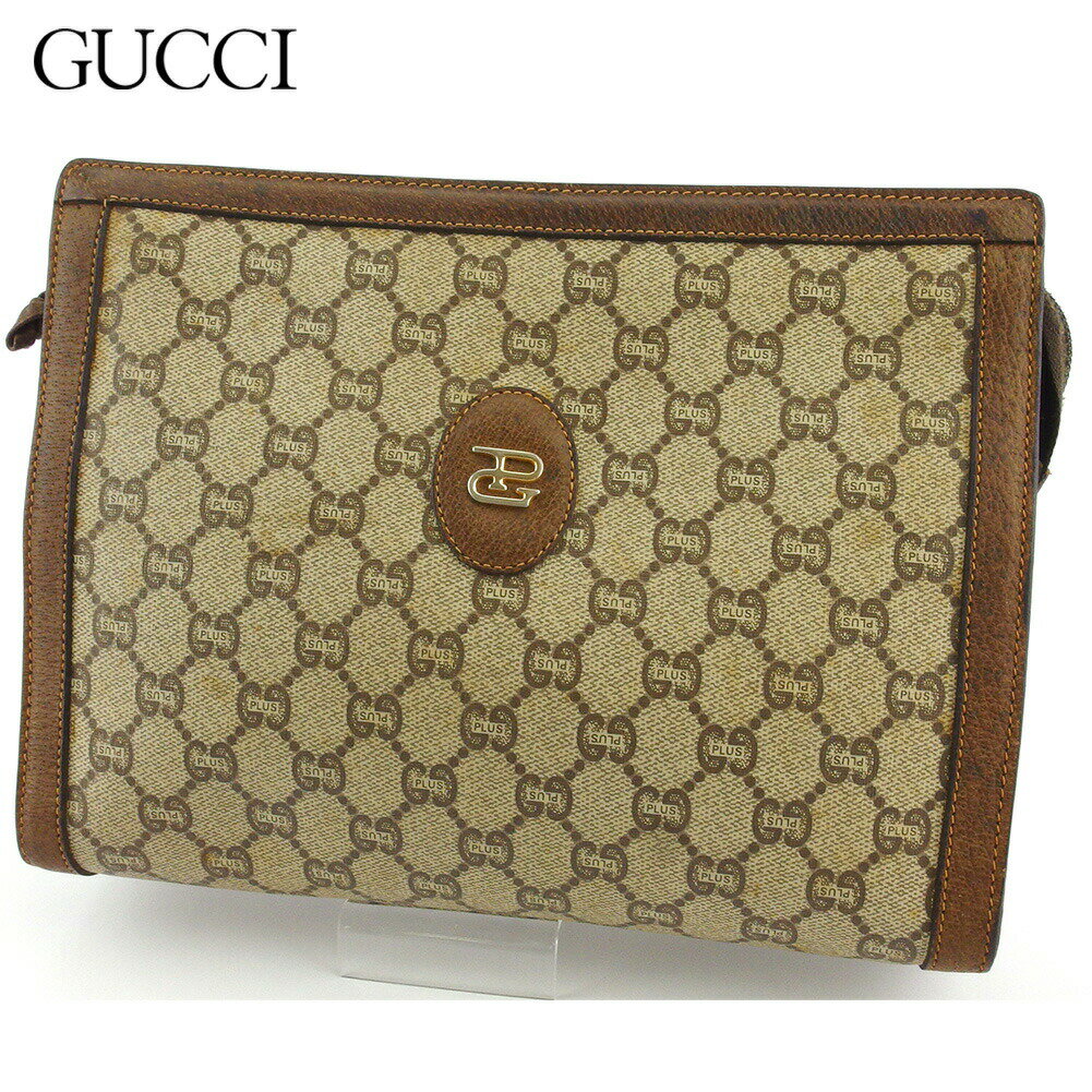 【ブラックフライデー21％OFFクーポン】グッチ GUCCI クラッチバッグ GGプラス オールドグッチ ブラウン ベージュ メンズ 中古 ブランド ハイブランド ヴィンテージ