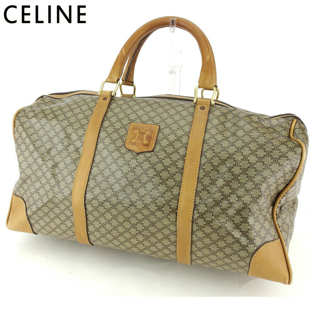 【ブラックフライデー21％OFFクーポン】セリーヌ CELINE ボストンバッグ マカダム ベージュ ブラウン ゴールド メンズ 中古 ブランド ハイブランド ヴィンテージ