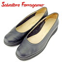 サルヴァトーレフェラガモ Salvatore Ferragamo パンプス プラットフォーム ♯6D ラウンドトゥ ブラック メンズ 中古
