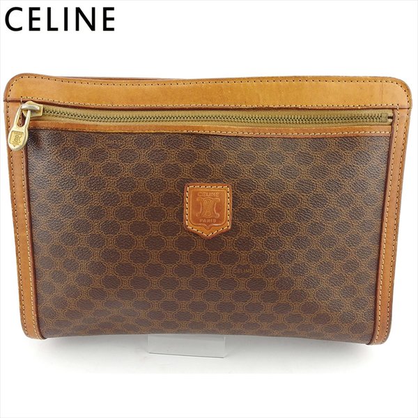 【Fashion Special Fair 30％OFFクーポン】セリーヌ CELINE クラッチバッグ マカダム ブラウン ベージュ レディース 中古 ブランド ハイブランド ヴィンテージ