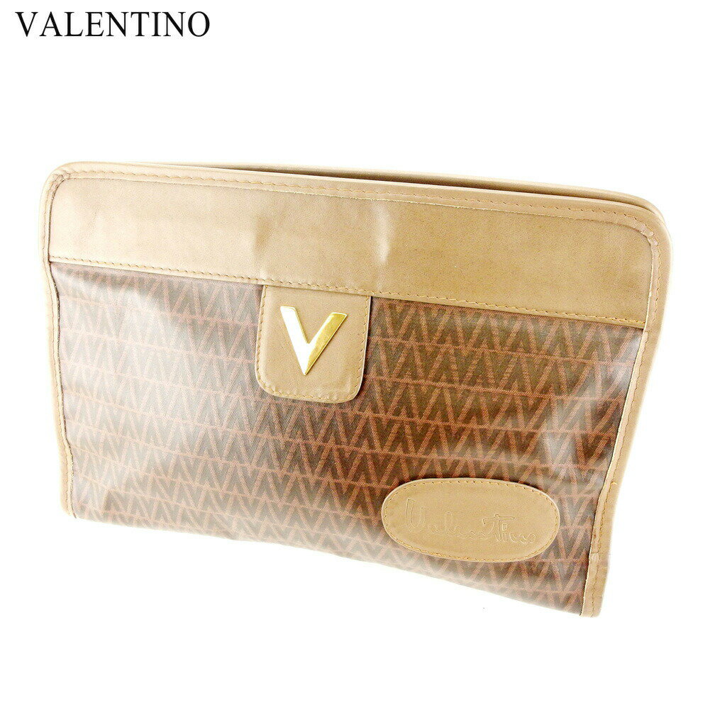 【楽天スーパーSALE★最大50％OFF】マリオ・ヴァレンティノ MARIO VALENTINO クラッチバッグ Vマーク ブラウン ゴールド メンズ 中古 ブランド ハイブランド ヴィンテージ