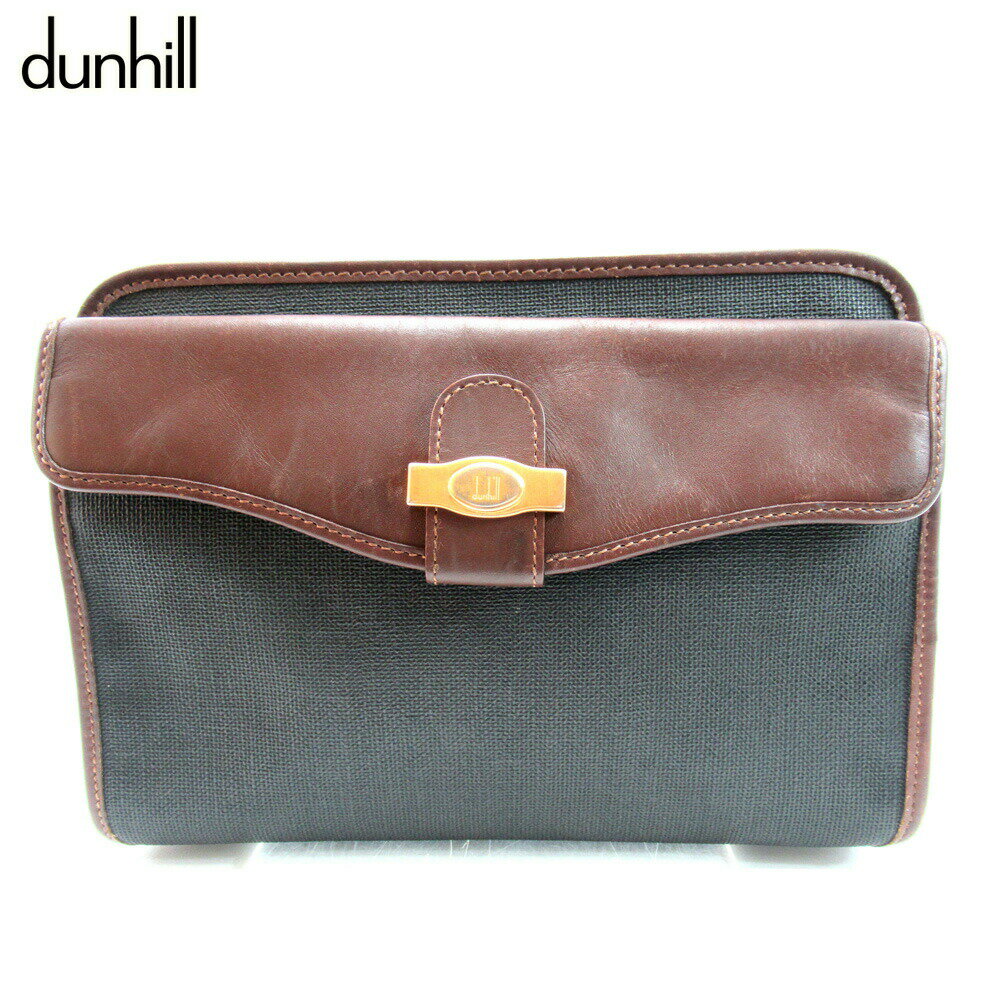 【ブラックフライデー21％OFFクーポン】ダンヒル Dunhill クラッチバッグ ロゴプレート ブラック ブラウン メンズ 中古 ブランド ハイブランド ヴィンテージ
