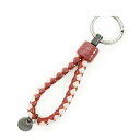 【楽天スーパーSALE10%OFF】ボッテガヴェネタ BOTTEGAVENETA キーリング イントレチャート ピンク ボルドー レディース 中古 d2130_ss